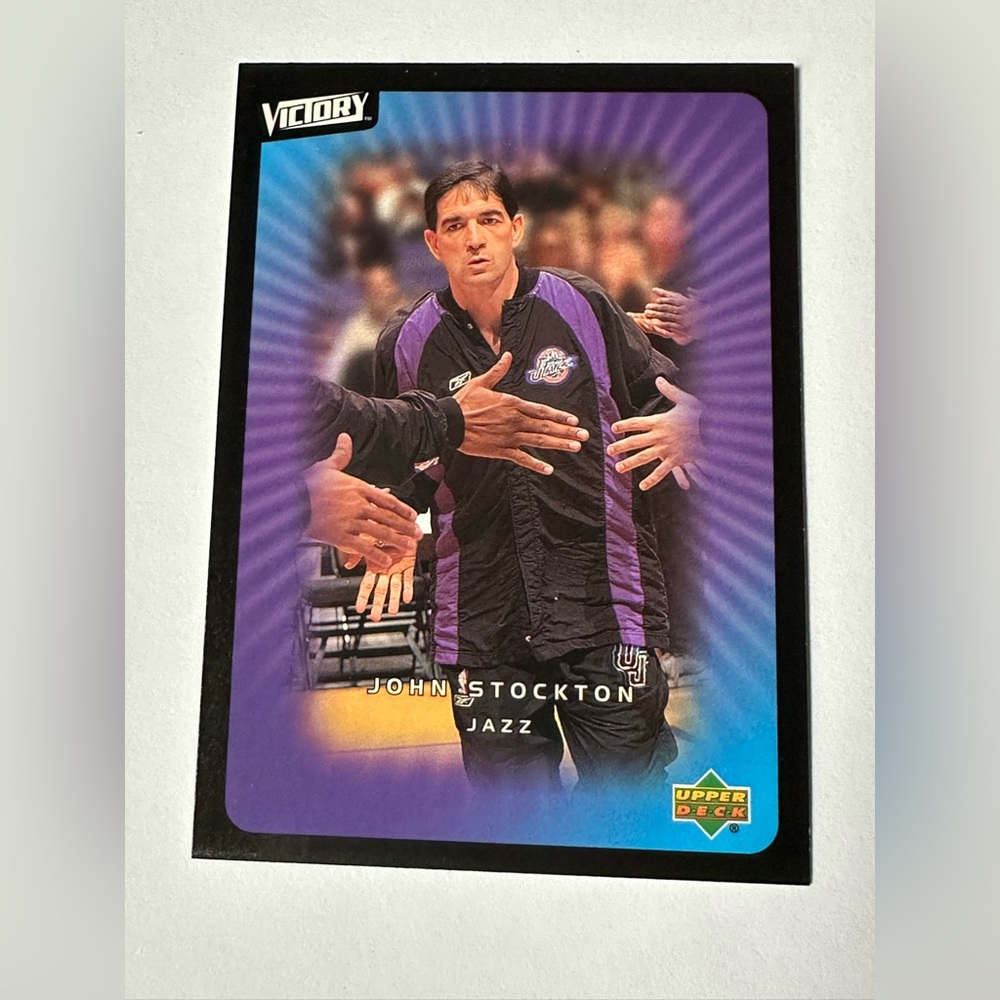Upper Deck John Stockton Jazz Trading Card - Purple/Black
